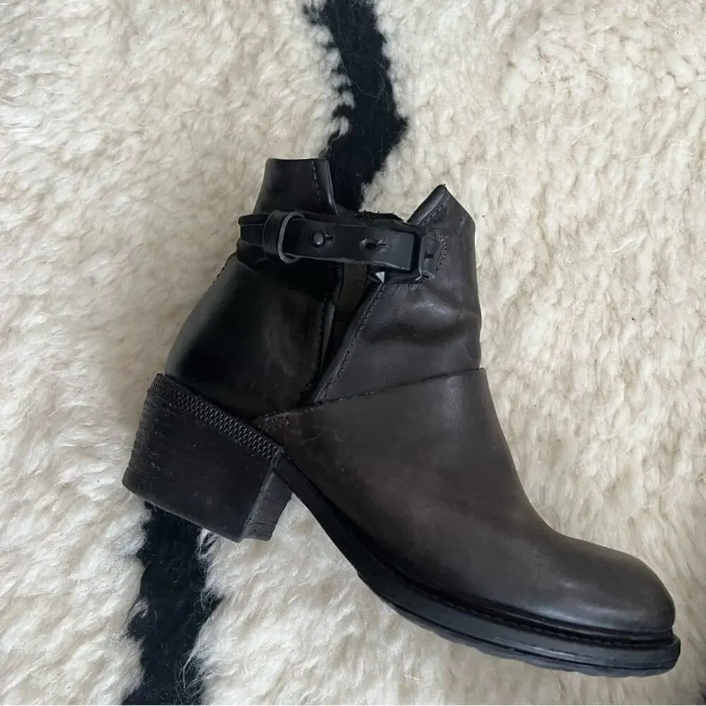 A.S. 98 Distressed Leather Moto Booties
